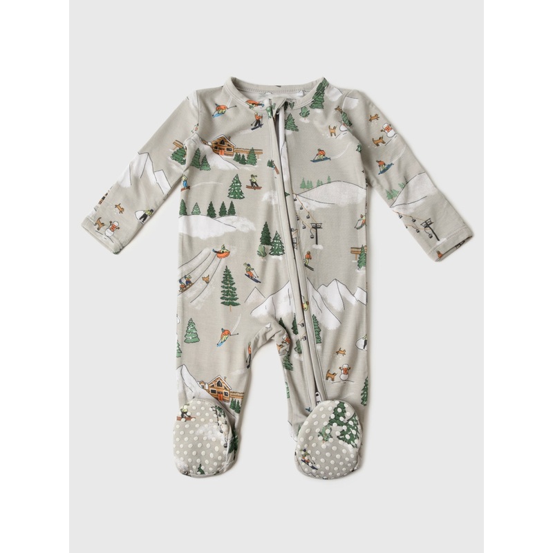 Angel Dear Baby Boys’ Winter Fun Skiers 2-Way Zipper Footie