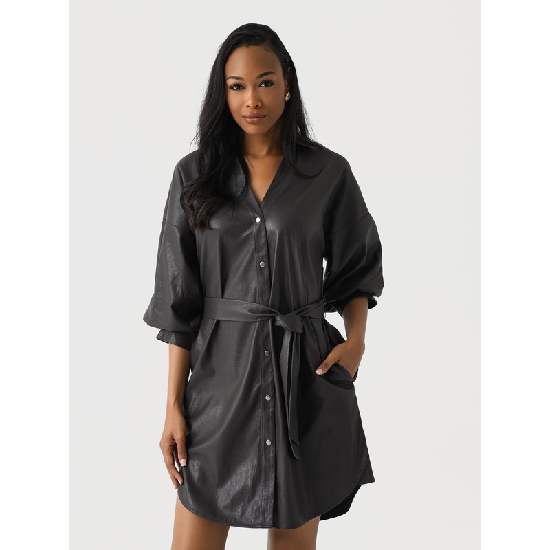 Brochu Walker Women’s The Kate Belted Vegan Leather Dress
