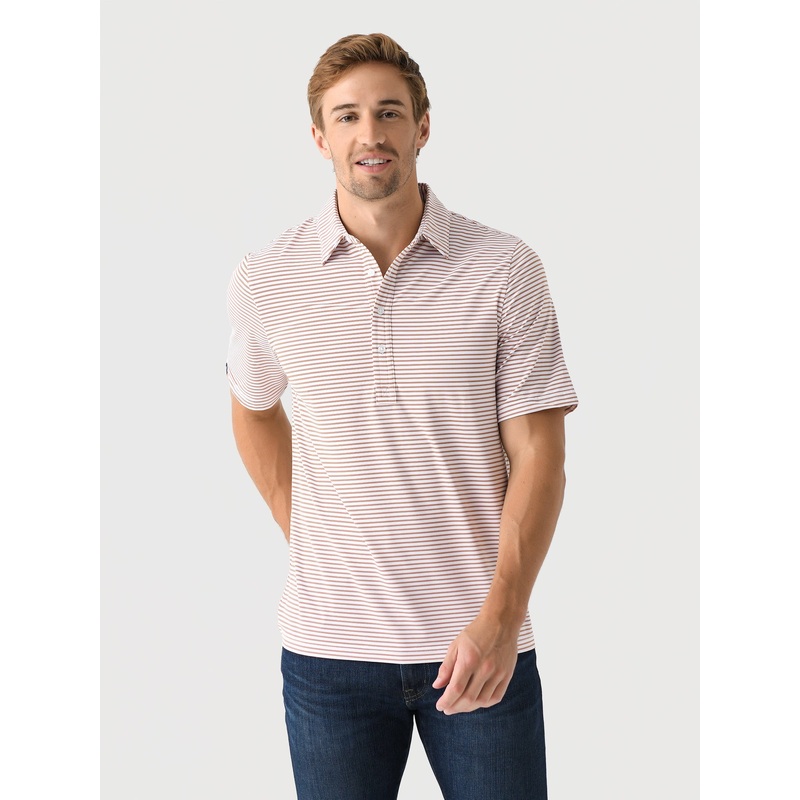 Criquet Men’s Tour Range Polo|S|M|L|XL|XXL|DOUBLE STRIPE-BURNT ORANGE