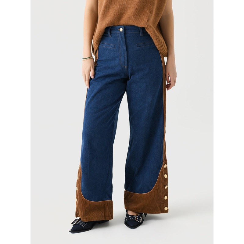 Farm Rio Women’s Low Waisted Western Denim Wide Pant