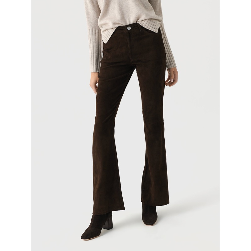 SPRWMN Women’s Suede 5-Pocket Micro Flare Pant