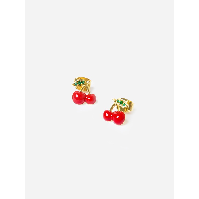 TAI Enamel Cherry Stud Earrings