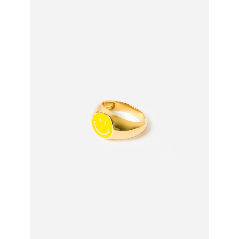 TAI Enamel Smiley Face Signet Ring