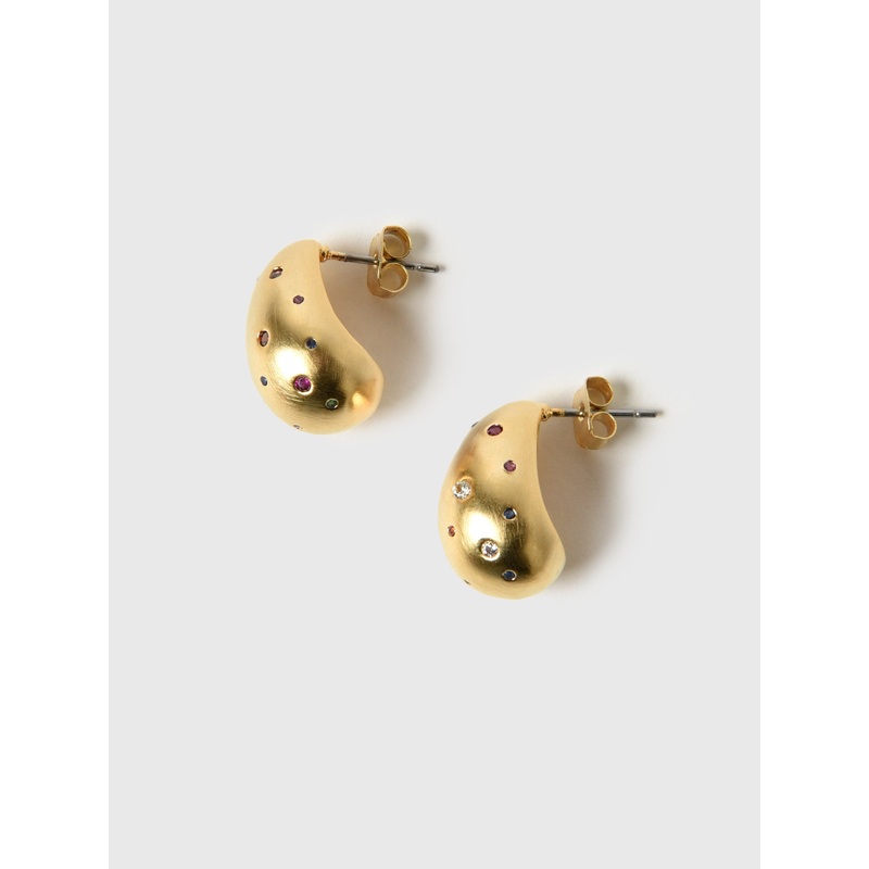 TAI Matte Puffy Teardrop Stone Earrings
