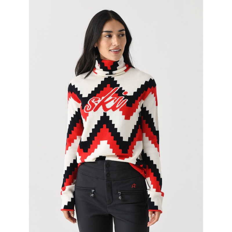 Perfect Moment Women’s Chevron Merino Wool Turtleneck Sweater