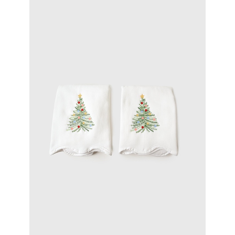 Weezie Holiday Tree Scallop Powder Bath Towel Set