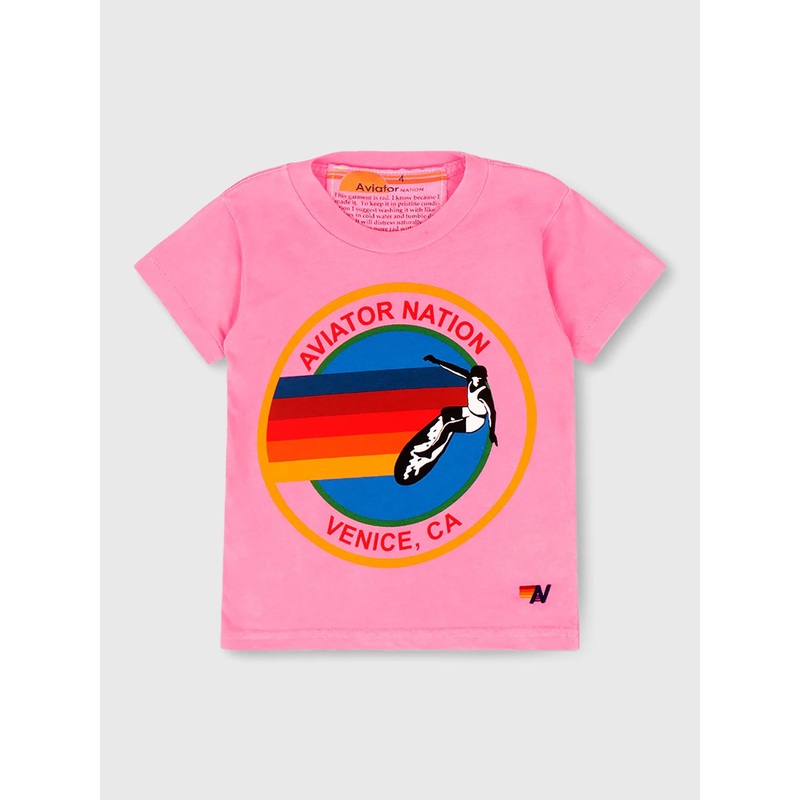 Aviator Nation Kids’ AN Tee|2|4|6|8|10|12|14|NEON PINK|RED