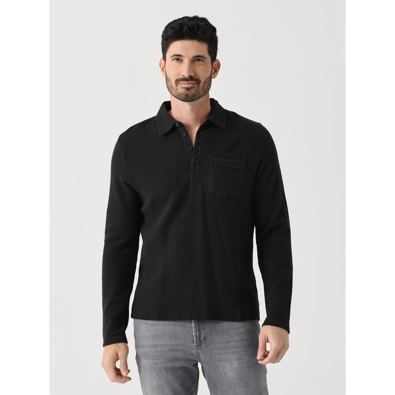 Billy Reid Men’s Long Sleeve Drop Needle Polo