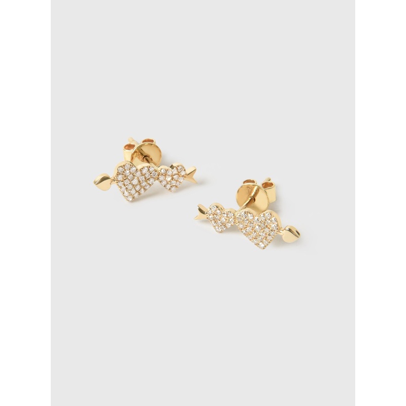 Francie B. Diamond Heart + Arrow Earrings