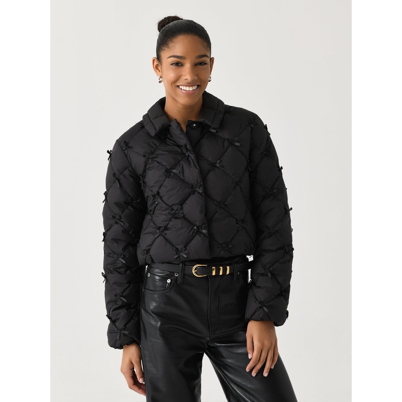 LoveShackFancy Women’s Kasey Quilted Bow-Embellished Jacket