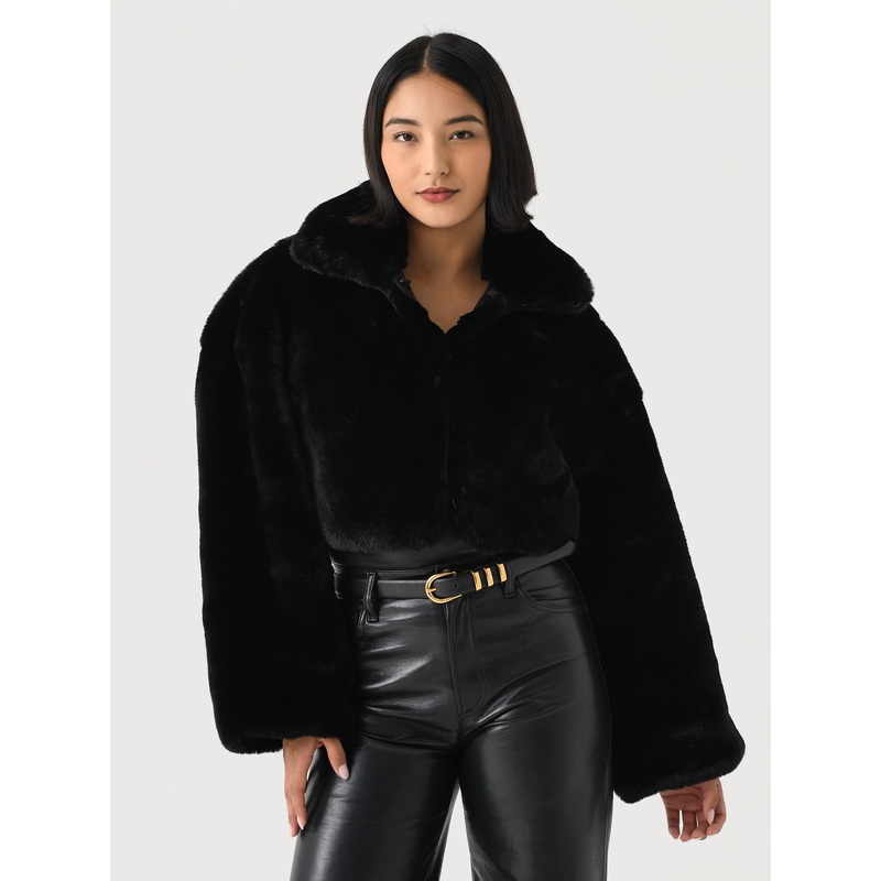 Rotate Women’s  Faux Fur Crop Jacket