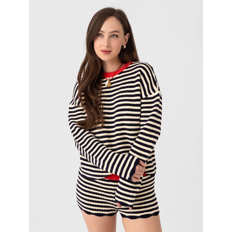 Ciao Lucia Women’s Febo Crochet Crewneck Sweater