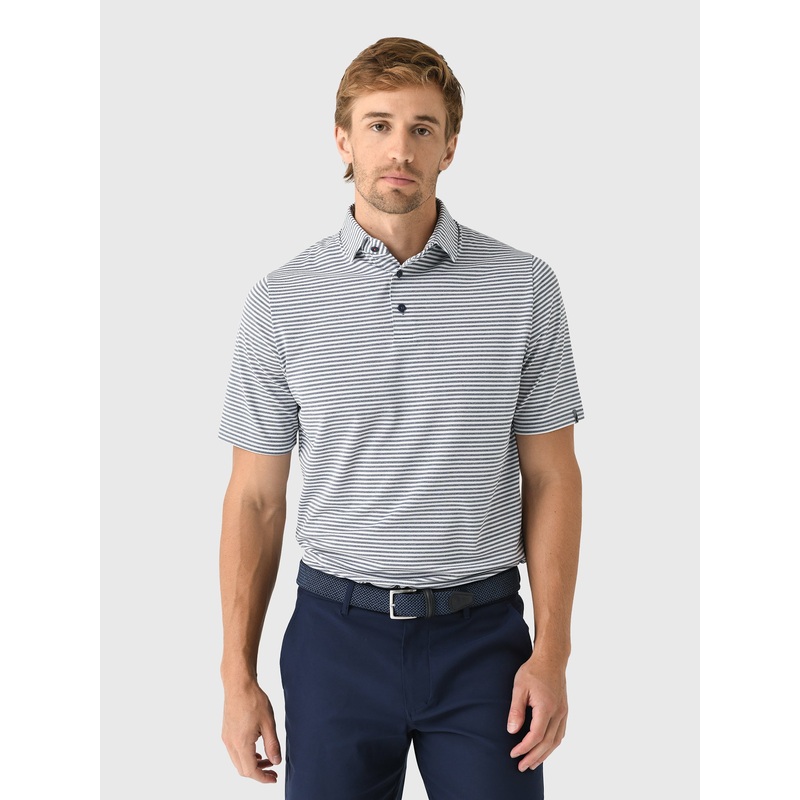 KJUS Men’s Lee Stripe Polo|48|50|52|54|56|58|ATLANTA BLUE/WHITE|CERULEAN/WHITE|NEPTUNE/ATLANTA BLUE
