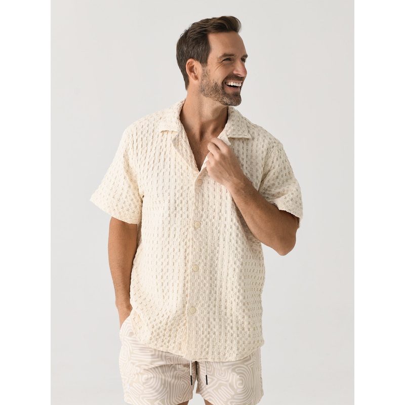 OAS Men’s Cuba Waffle Shirt|S|M|L|XL|XXL|ECRU