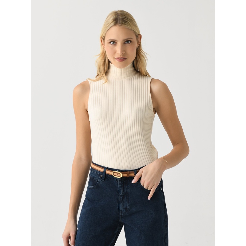 Vince Women’s Rib Sleeveless Turtleneck Top