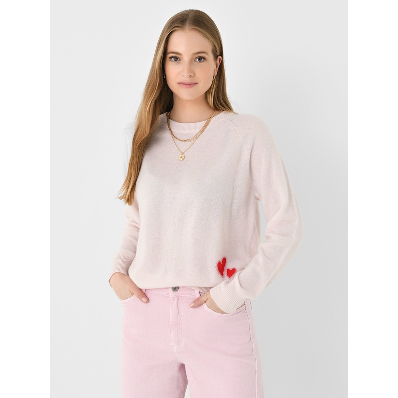 White + Warren Women’s Cashmere Embroidered Heart Sweater