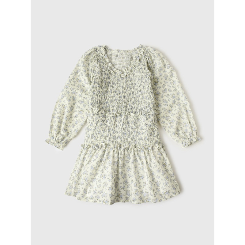 Be Elizabeth Girls’ Swiss Dot Long Sleeve Smocked Dress
