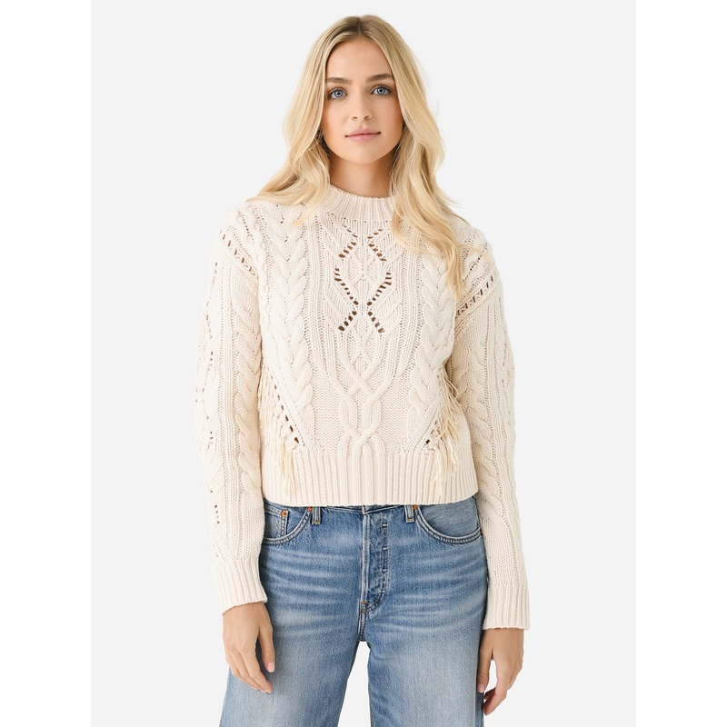 Vince Women’s Fringe Merino Wool Cashmere Cable Sweater