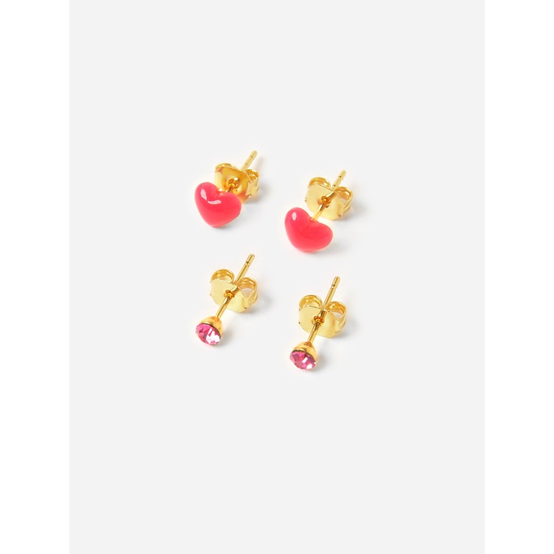 TAI Heart + Round Stud Earrings Set