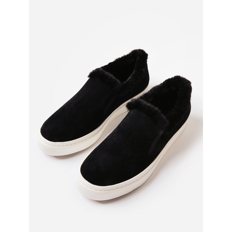 Vaneli Women’s Ylona Sneaker|10|BLACK SUEDE/BLACK FAUX FUR