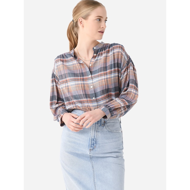 Trovata Women’s Lilly Blouse|L|ECLIPSE PLAID