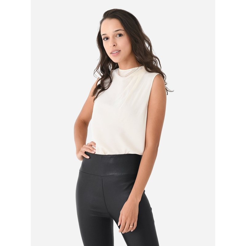 Vince Women’s Stretch-Silk Draped Sleeveless Blouse