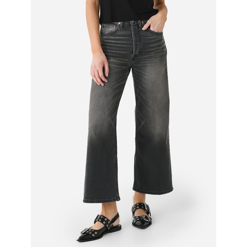Re/Done Women’s High Rise Wide Leg Crop Jean