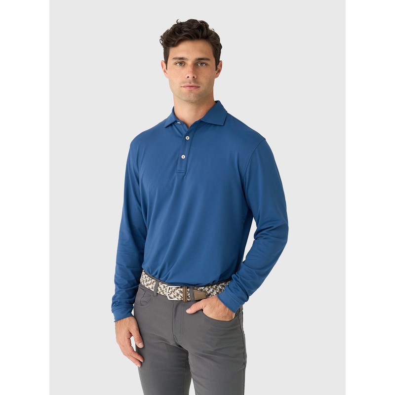 Peter Millar Crown Sport Men’s Lyons Performance Jersey Long-Sleeve Polo