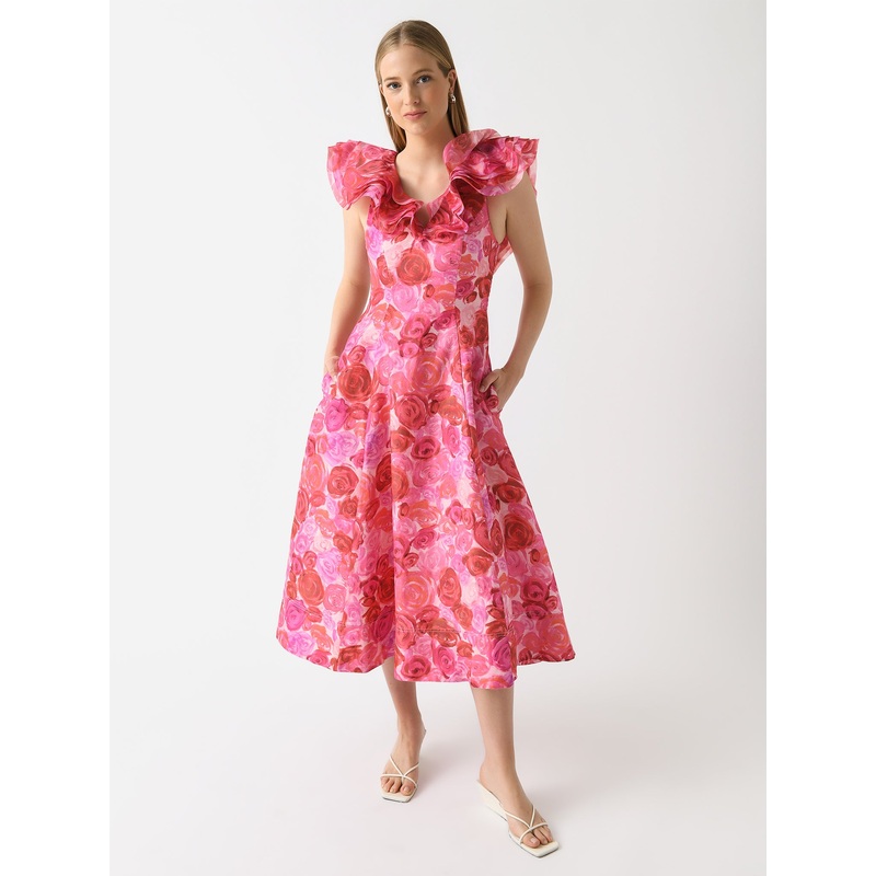 AJE Women’s Enchanted Plunge Midi Dress