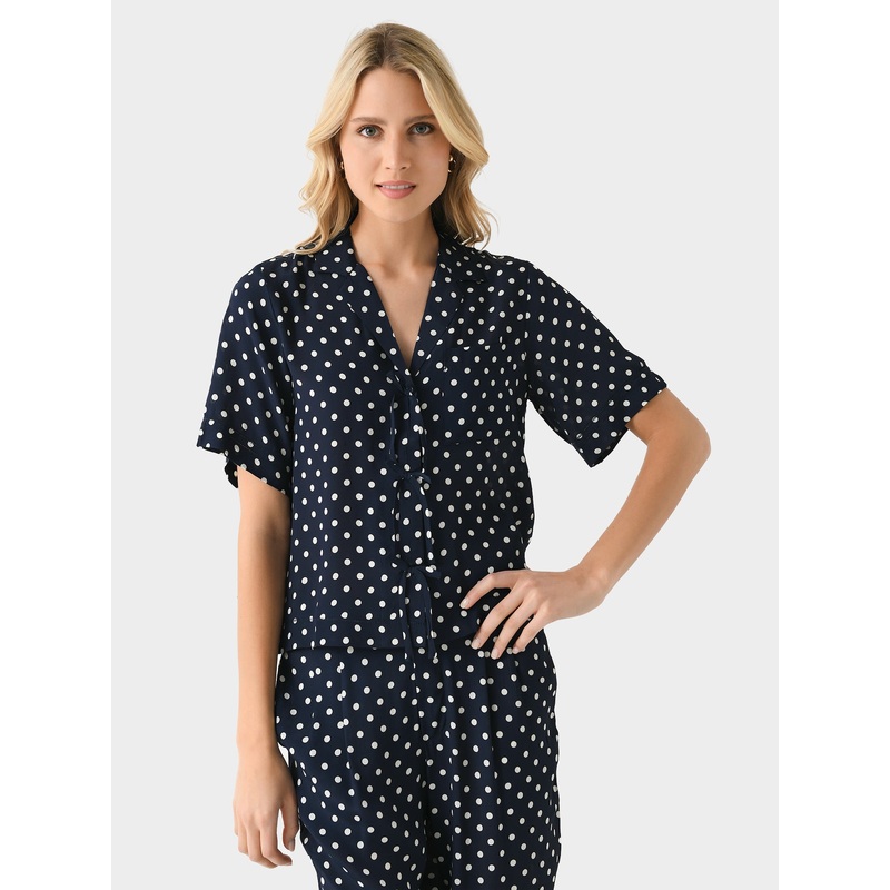 Trovata Women’s Inez Shirt|M|NAVY POLKA DOT