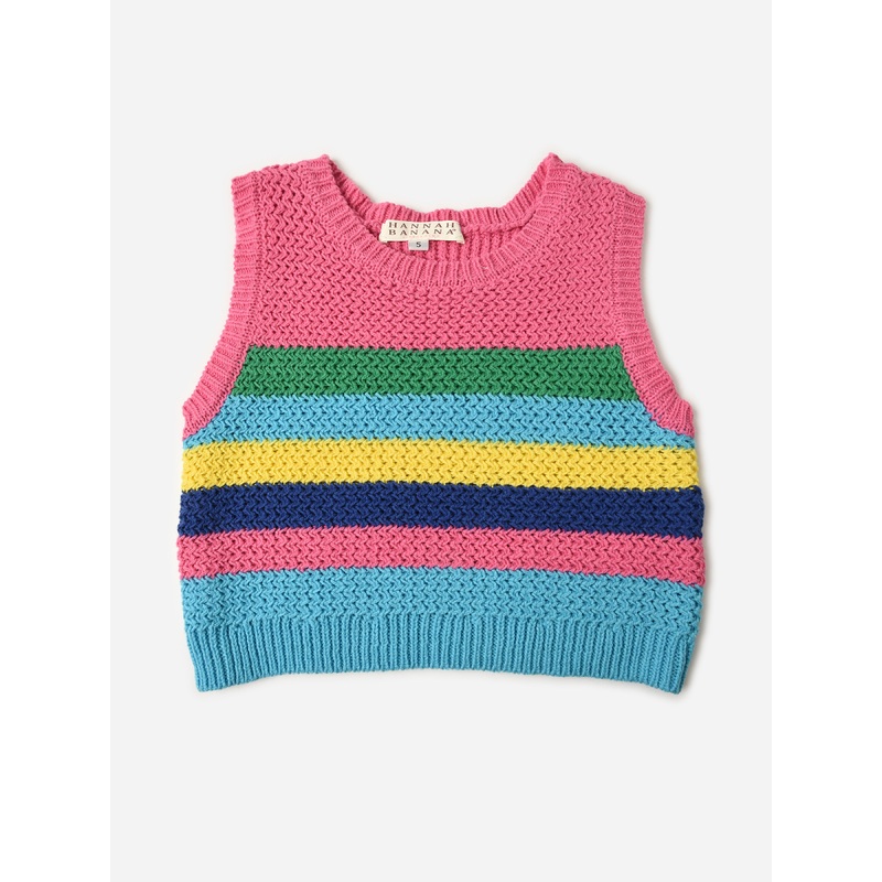 Hannah Banana Girls’ Striped Crochet Tank Top