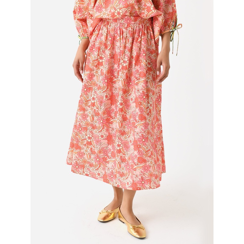 Sur La Vague Women’s Orange Floral Maxi Skirt