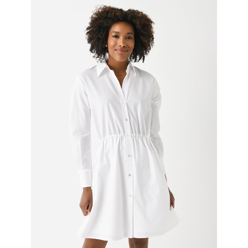 Vince Women’s Cotton Drawcord Ruched Shirt Dress