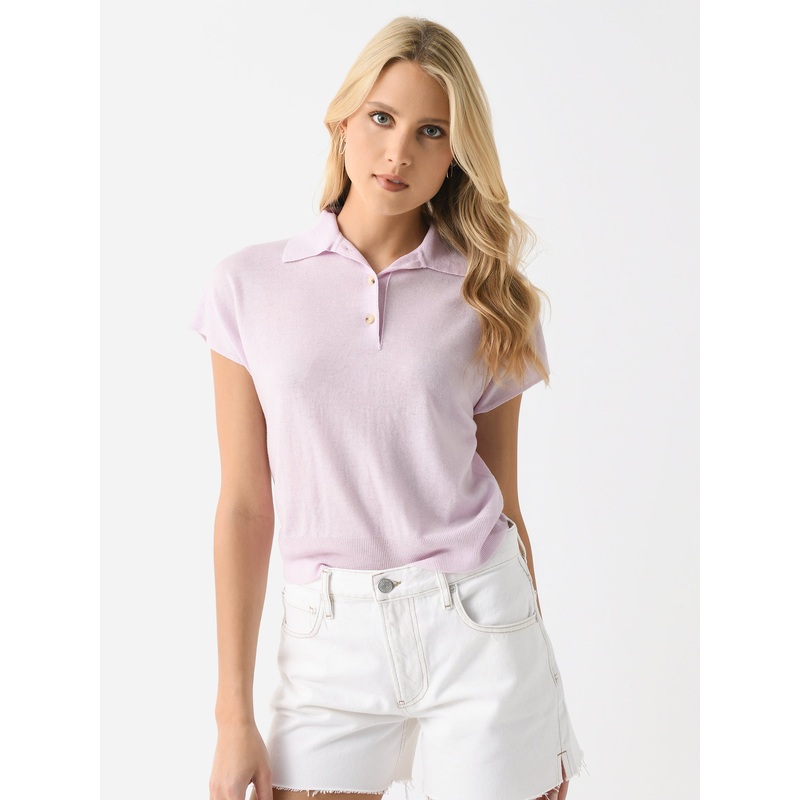 Vince Women’s Wool-Blend Cap-Sleeve Polo Sweater