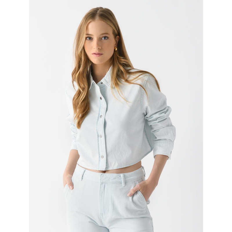 Vince Women’s Cotton Twill Cropped Shirt