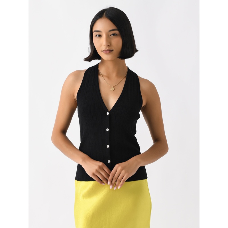 Vince Women’s Italian Cotton-Blend Button V-Neck Tank Top