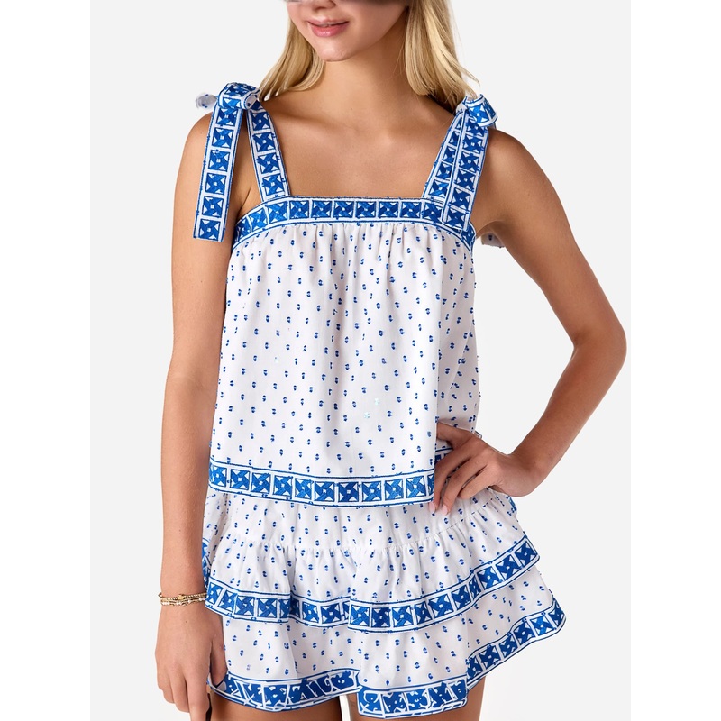 Cake For Dinner Girls’ Seaside Pinwheel Tie Tank