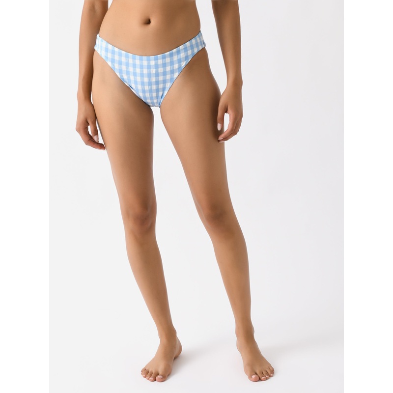Minnow Women’s Surfside Blue Gingham Crinkle Low Waist Bikini Bottom