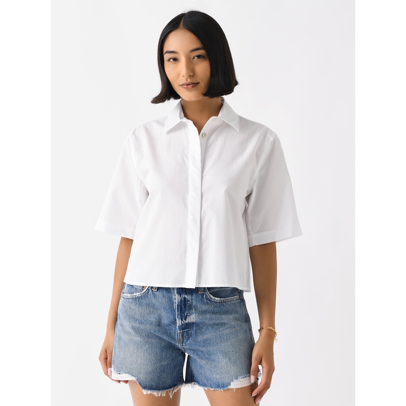 Vince Women’s Cotton Short-Sleeve Cropped Shirt
