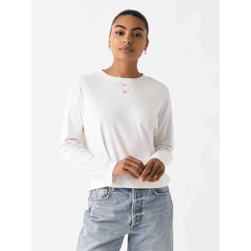 Vince Women’s Pima Cotton Long-Sleeve Cropped T-Shirt