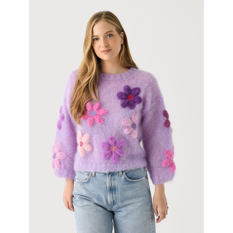 Rose Carmine Women’s Free Flowers Sweater