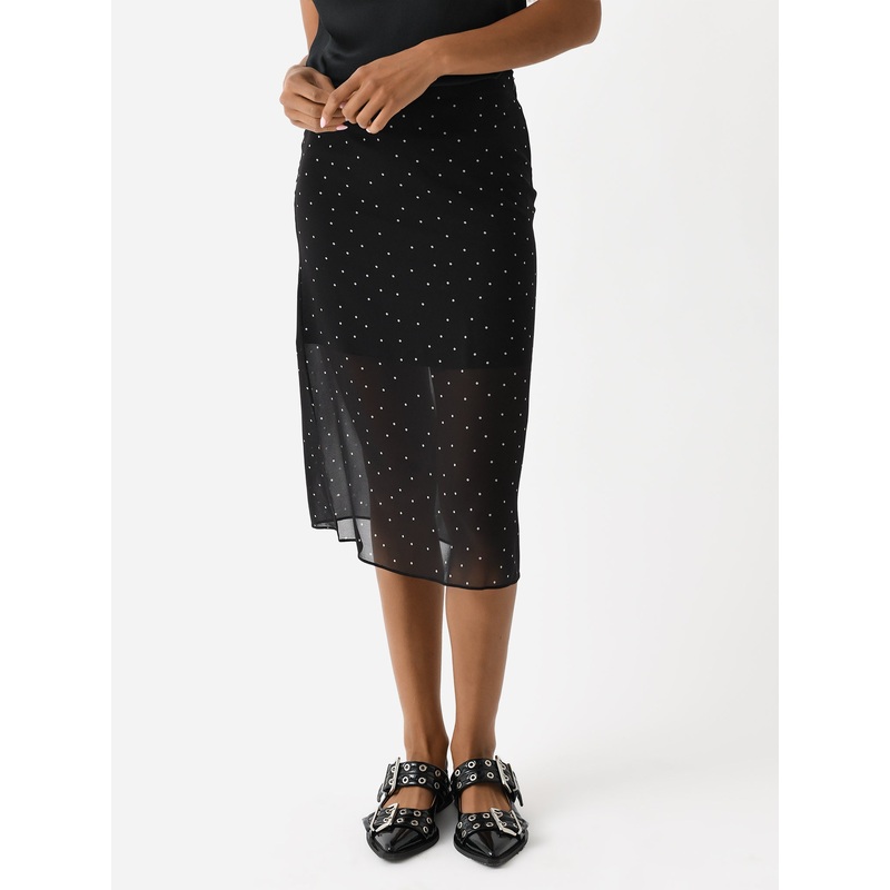 Vince Women’s Dot-Print Sheer Stretch-Silk Overlay Skirt