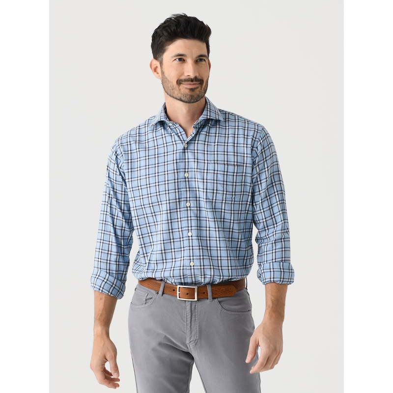 Peter Millar Crown Men’s Nelson Flannelite Cotton-Stretch Sport Shirt
