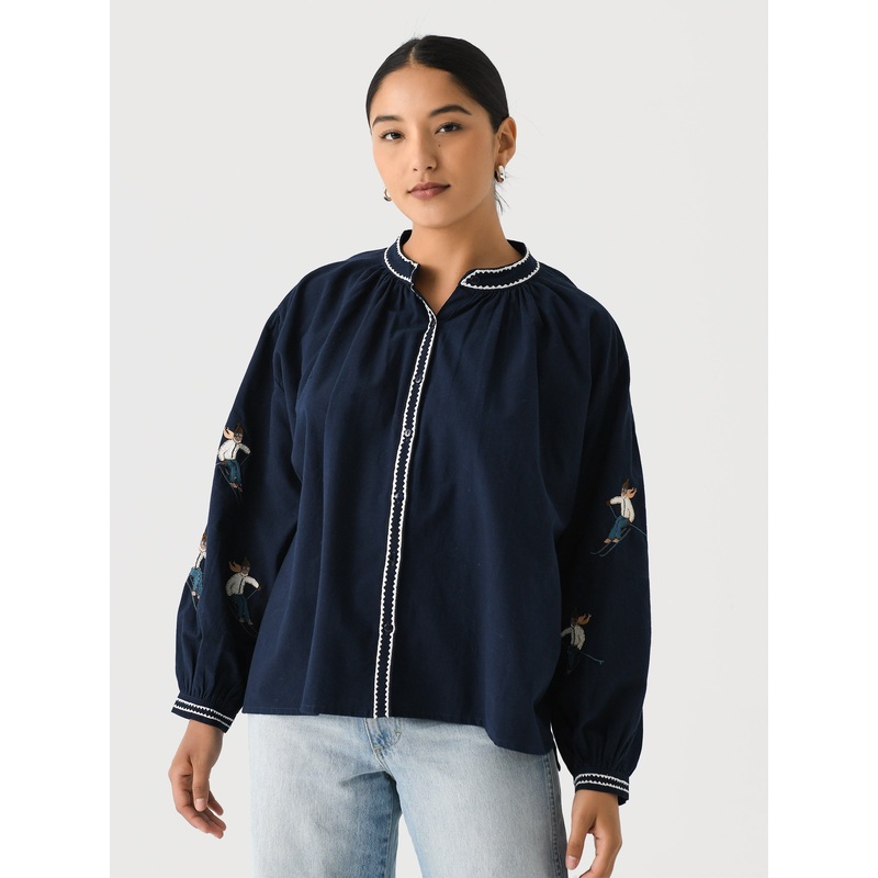 Benaras Women’s Ski Girl Top|XS|S|M|L|XL|NAVY MULTI