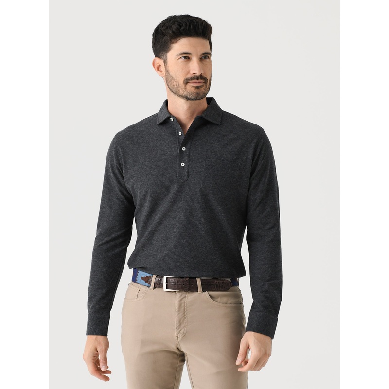 Peter Millar Crown Crafted Men’s Ramble Long-Sleeve Cotton Cashmere Polo