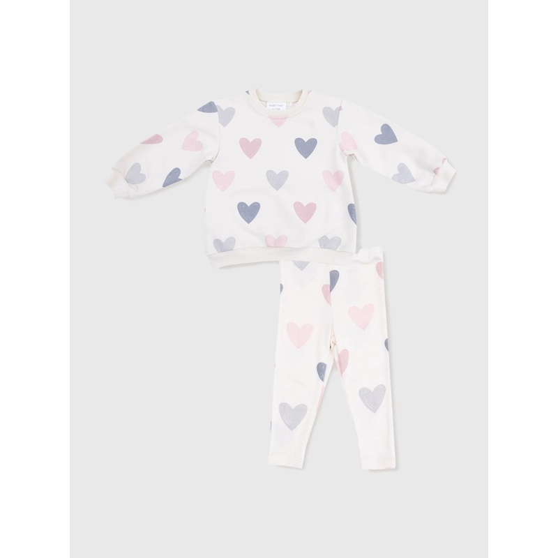 Angel Dear Girls’ Hearts Puffy Long Sleeve Sweatshirt + Legging Set