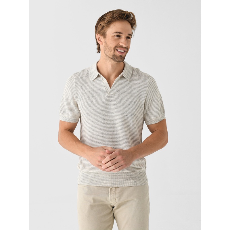 Faherty Brand Men’s Short-Sleeve Linen Sweater Polo