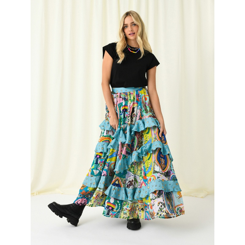 Alemais Women’s Evergreen Tiered Ruffle Maxi Skirt