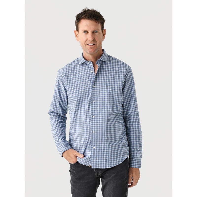 Billy Reid Men’s Windowpane Plaid Hutcheson Sport Shirt