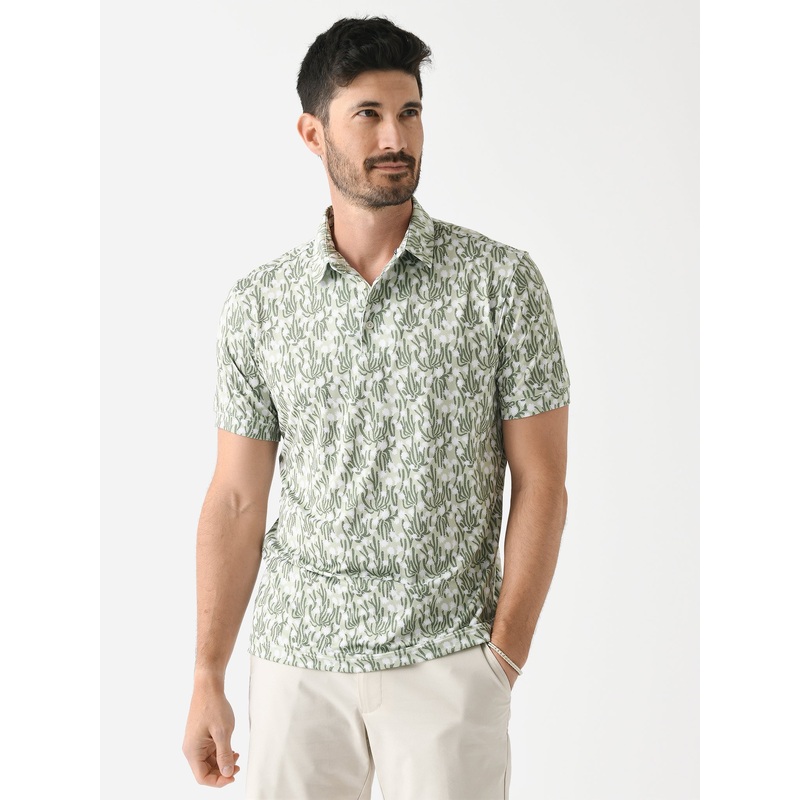 Mizzen+Main Men’s Versa Polo|XXL|FOG GREEN CACTI FLORAL